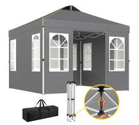Outsunny Carpa Plegable 3x3m Pop-up Altura Ajustable Laterales Extraíbles BLANCO
