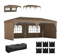 Outsunny Carpa Plegable 6x3 m con Montaje Rápido y Tiras Reflectantes Gris oscuro