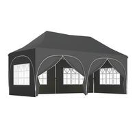 Outsunny Carpa Plegable 6x3 m Pop-up con 4 Laterales Desmontables Altura Ajustable y Bolsa de Transporte Gris Oscuro