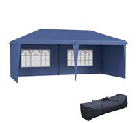 Outsunny Carpa Plegable 6x3 m Pop-up con 4 Laterales Desmontables Cenador de Jardín con 2 Ventanas y Bolsa de Transporte Azul