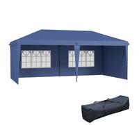 Outsunny Carpa Plegable 6x3 m Pop-up con 4 Laterales Desmontables Cenador de Jardín con 2 Ventanas y Bolsa de Transporte Azul