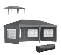 Outsunny Carpa Plegable 6x3 m, Pop-up, con 4 Laterales Desmontables, Cenador de Jardín con 4 Ventanas Visibles y Bolsa de Transporte, Impermeable, Anti-UV, Gazebo para Camping, Fiestas, Exterior, Gris