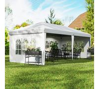 Outsunny Carpa Plegable 6x3 m, Pop-up, con 4 Laterales Desmontables, Cenador de Jardín con 4 Ventanas Visibles y Bolsa de Transporte, Impermeable, Anti-UV, Gazebo para Camping, Fiestas Exterior Blanco