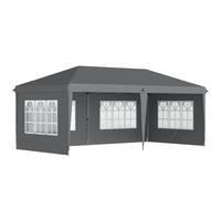 Outsunny Carpa Plegable 6x3 m Pop-up con 4 Laterales Desmontables Cenador de Jardín con 4 Ventanas y Bolsa de Transporte Gris