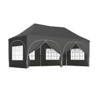 Outsunny Carpa Plegable 6x3 m, Pop-up, con 6 Laterales Extraíbles, Cenador de Jardín con Altura Ajustable, Ventanas, Bolsa de Transporte, UPF30+, Gazebo para Camping, Fiestas, Exterior Bronze