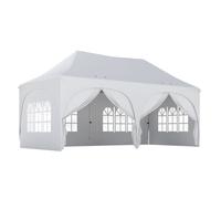 Outsunny Carpa Plegable 6x3 m, Pop-up, con 6 Laterales Extraíbles, Cenador de Jardín con Altura Ajustable, Ventanas, Bolsa de Tr Gris claro