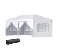 Outsunny Carpa Plegable 6x3x2,7 m Cenador de Jardín Gazebo Plegable con 4 Paneles 4 Ventanas 2 Puertas con Cremallera 1 Bolsa Anti-UV Impermeable para Exterior Terraza Patio Playa Azul White Large