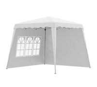 Outsunny Carpa Plegable con 2 Paredes Laterales 2,4x2,4 m Cenador Pabellón de Jardín con Altura Ajustable Protección UV50+ Blanco Aosom España