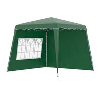 Outsunny Carpa Plegable con 2 Paredes Laterales 2,4x2,4 m Cenador Pabellón de Jardín con Altura Ajustable Protección UV50+ Verde Aosom España