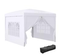 Outsunny Carpa Plegable con 4 Paredes Desmontables 3x3m Cenador de Jardín con 2 Ventanas Visibles 2 Puertas con Cremallera Blanco Aosom España