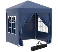 Outsunny Carpa Plegable Gazebo 2x2 m Cenador de Jardín con 4 Paredes Laterales Tela Oxford 2 Puertas 2 Ventanas y Bolsa de Transporte Impermeable para