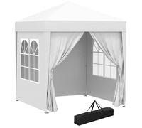 Outsunny Carpa Plegable Gazebo 2x2 m Cenador de Jardín con 4 Paredes Laterales Tela Oxford 2 Puertas 2 Ventanas y Bolsa de Transporte Impermeable para