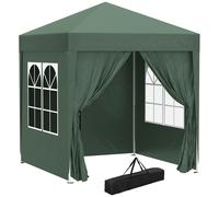 Outsunny Carpa Plegable Gazebo 2x2 m Cenador de Jardín con 4 Paredes Laterales Tela Oxford 2 Puertas 2 Ventanas y Bolsa de Transporte Impermeable para