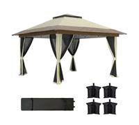 Outsunny Carpa Plegable 3,6x3,6 m con 4 Paredes Laterales de Malla Anti-UV Crema