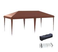 Outsunny carpa plegable gazebo 6x3 m pop-up, cenador plegable con altura ajustable en 3 niveles toldo anti-uv y bolsa de transporte para camping fiestas café