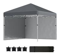Outsunny Carpa Plegable Pop-up 3x3 m 2 Paredes Laterales Anti-UV Altura Ajustable Sacos de Arena Bolsa de Transporte Gris Oscuro