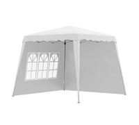 Outsunny Carpa Plegable Pop-up 3x3 m con 2 Paredes Laterales UV50+ Blanco | Cenador Pabellón de Jardín, Altura Ajustable, Bolsa de Transporte, Impermeable, Gazebo para Camping Fiestas Exterior
