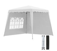 Outsunny Carpa Plegable Pop-up 3x3 m con 2 Paredes Laterales UV50+ Blanco | Cenador Pabellón de Jardín, Altura Ajustable, Bolsa de Transporte, Impermeable, Gazebo para Camping Fiestas Exterior