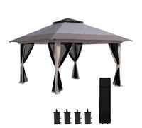 Outsunny Carpa plegable Pop-up 4x4x2,8 m cenador jardín, paredes, Anti-UV, impermeable, Gris claro