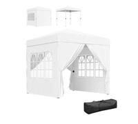 Outsunny carpa plegable pop-up gazebo 2,5x2,5 m cenador plegable con 4 paredes laterales anti-uv y bolsa de transporte para camping fiestas blanco