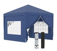 Outsunny Carpa Plegable Pop-up Gazebo 3x3 m 4 Paredes Azul | Cenador Plegable, Anti-UV, Bolsa de Transporte, para Camping Fiestas