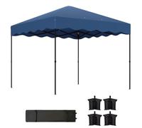 Outsunny Carpa Plegable Pop-up Gazebo 3x3 m Protección UV 50+ Azul Oscuro | Cenador Plegable, Altura Ajustable, Bolsa de Arena, Bolsa con Ruedas, para Camping Fiestas