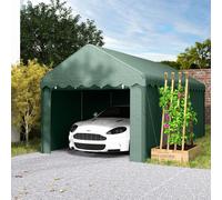 Outsunny carport 3x6 m tienda de campaña garaje con puertas enrollables techo paredes laterales extraíbles verde