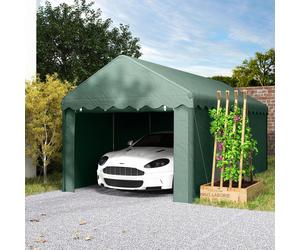 Outsunny carport 3x6 m tienda de campaña garaje con puertas enrollables techo paredes laterales extraíbles verde