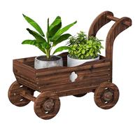 Outsunny Carretilla de Madera Decorativa Asa 68x38x52 cm Carbonizado