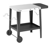 Outsunny Carro de cocina con ruedas carrito de servicio con ganchos, portarrollos de papel y porta toallas, acero inoxidable, 115 x 67,5 x 80,5 cm Negro Aosom España