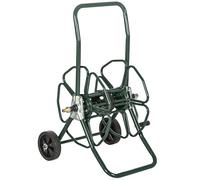 Outsunny Carro para manguera de jardín con ruedas 30m Ø16mm Metal Verde | Carrete de carro, carrete de manguera, mango antideslizante