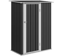 Outsunny Caseta de Jardín 1,07 m² 142x84x189cm Cobertizo Exterior de Acero Galvanizado con Puerta Cerradura y Orificios de Drenaje Gris Aosom España