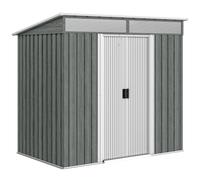 Outsunny Caseta de Jardín 195x122x181,5 cm con Puerta Corredera 2 Ventanas y Anti-UV para Almacenar Herramientas Gris Claro