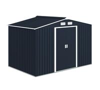 Outsunny Caseta de Jardín 2 Puertas Corredizas Acero Galvanizado Base Refuerzo Con Ventilación Gris Oscuro 277x195x192 cm Aosom España