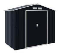 Outsunny Caseta de Jardín 213x130x185 cm Cobertizo Metálico de Exterior para Almacenamiento de Herramientas Gris Oscuro Aosom España