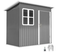 Outsunny Caseta de Jardín 221x133x190 cm Cobertizo de Exterior Metálico para Almacenamiento de Herramientas Gris Oscuro Gris oscuro 221x133x190 cm