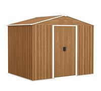 Outsunny Caseta de Jardín en Chapa de Acero con Puertas Correderas, 236x174x190cm, Marrón Aosom España