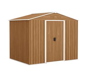 Outsunny Caseta de Jardín en Chapa de Acero con Puertas Correderas, 236x174x190cm, Marrón Aosom España