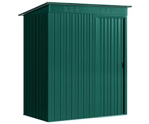 Outsunny Caseta de Jardín en Metal con Rejillas de Ventilación y Puerta Corredera, 159x106x181 cm, Verde Aosom España