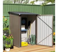 Outsunny Cobertizo de jardín exterior metálico 0,92 m² (100x103x160 cm) 1 puerta y cerradura Marrón