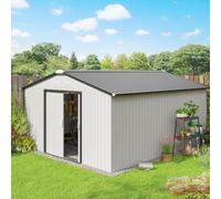 Outsunny Caseta de jardín exterior 12,4 m² 340×386×200 cm con puerta corredera Beige