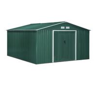 Outsunny Caseta de jardín 12,4 m² 340x386x200 cm 2 puertas corredizas con base reforzada