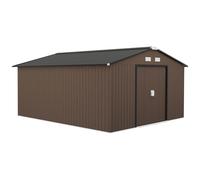 Outsunny Caseta de jardín exterior 12,4 m² 340×386×200 cm con puerta corredera Beige