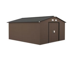 Outsunny Caseta de Jardín Exterior 12,4 m² 340x386x200 cm con Puerta Corredera Beige