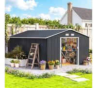 Outsunny Caseta de jardín exterior 12,4 m² 340x386x200 cm Gris oscuro