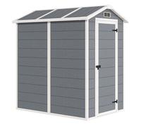 Outsunny caseta de jardín exterior, 2,1 m², 131x186x198 cm, cobertizo de jardín exterior con suelo, puerta con cerradura, ventana y 2 ventilaciones, para almacenamiento de herramientas, gris 186 cm