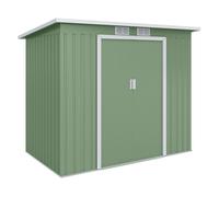 Outsunny Cobertizo jardín 213x130x172 cm metálico 2,42 m², 2 puertas correderas, 2 ventanas, verde
