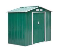 Outsunny Caseta de Jardín Metálica 213x130x185 cm Verde Resistente Aosom España