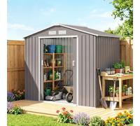 Outsunny Caseta de jardín metálica 2,5 m² 213×130×185 cm 2 puertas correderas 4 ventanas
