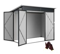 Outsunny Caseta de Jardín Exterior 2,7 m², 234x132x185 cm, Cobertizo de Jardín Exterior Metálico con Triple Puerta, Cerradura, Techo Inclinado y Ventilación para Almacenamiento de Herramientas Gray